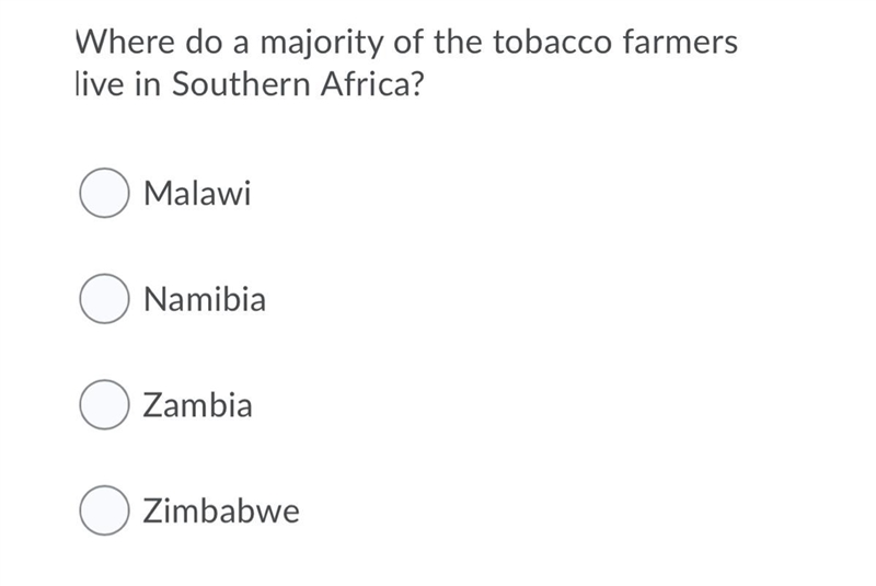 Where do a majority of the tobacco farmers live in Southern Africa?-example-1