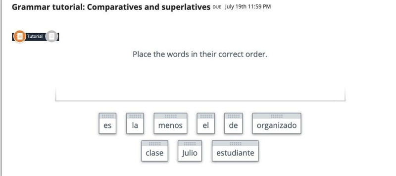 Place the words in their correct order.-example-1