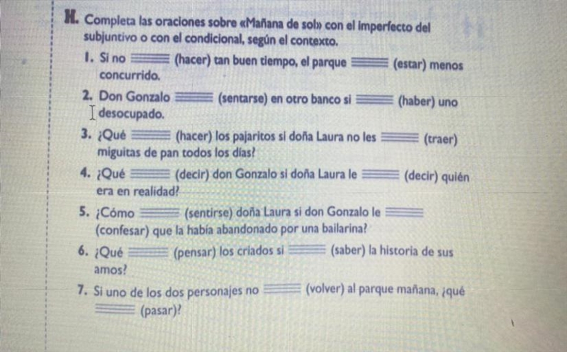 Completa las oraciones sobre eManana de sol con lo imperfetto del subjuntivo o con-example-1