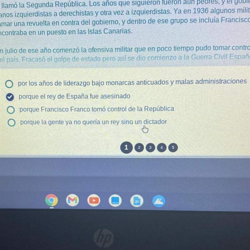 Según el autor, ¿por qué se estableció la Segunda República en España?-example-1