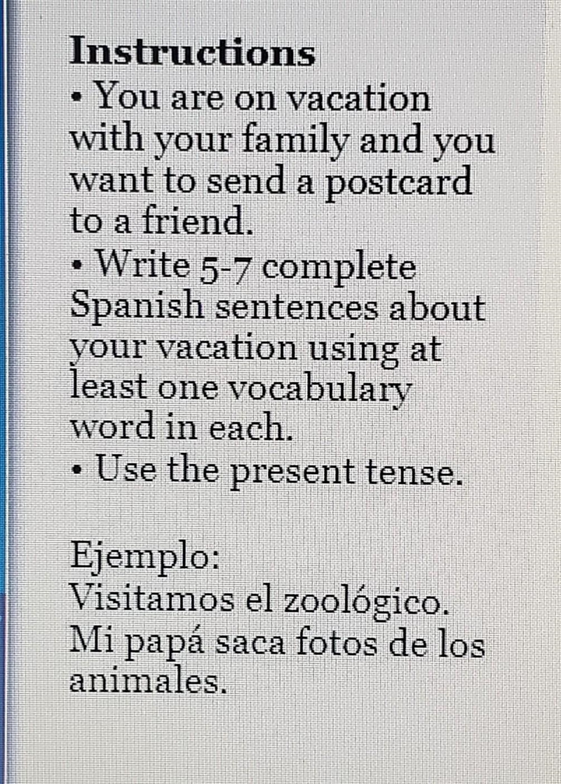 Need help with spanish. Look at picture for instructions.​-example-1