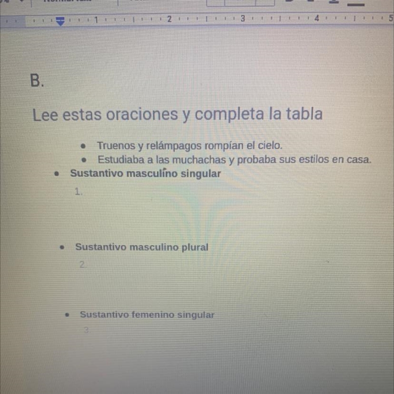 Lee estas oraciones y completa la tabla-example-1