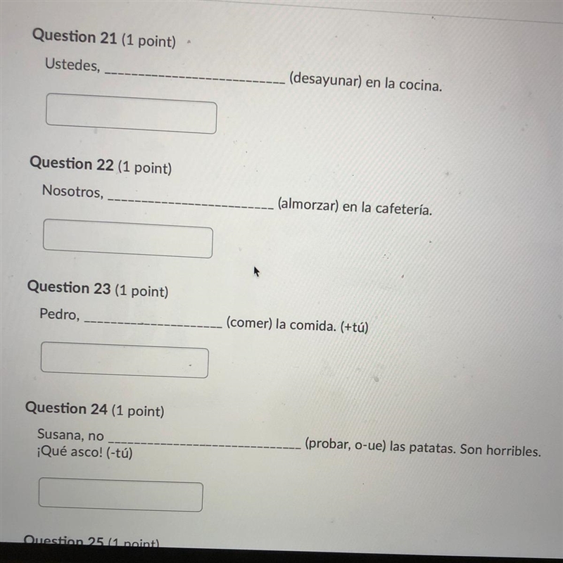 Question 25, senior Joca, ___ (picar) las cebollas. --example-1