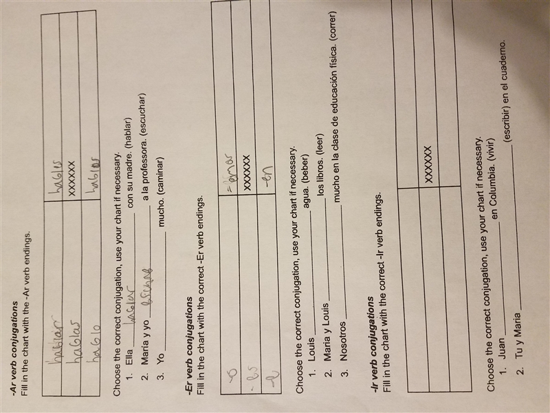 Regular -ar, -er, and -ir been conjugation (I do need help with the ones that I haven-example-1