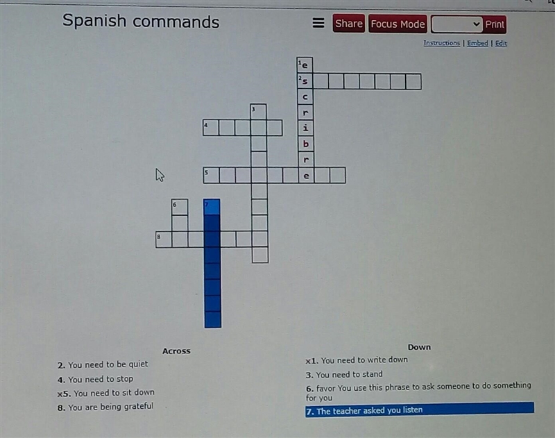 Spanish Commands could someone help me with this please I know the commands based-example-1