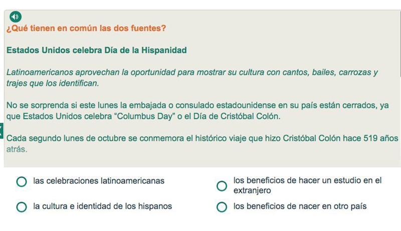 PLEASE HELP WITH SPANISH!! PT 9 Question that goes along with the reading, answer-example-1