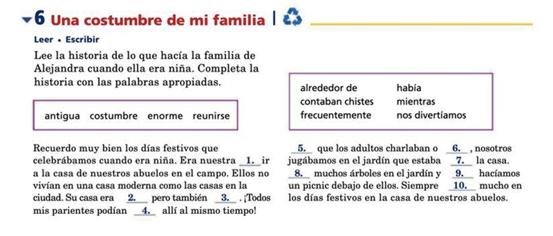 1. A. Antigua B. Costumbre C. Enorme D. Reunirse 2. A. Antigua B. Costumbre C. Enorme-example-1