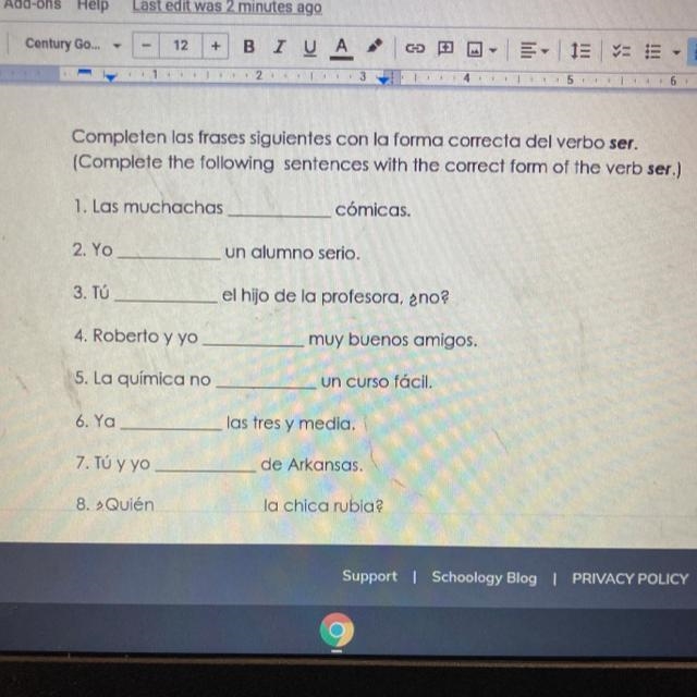 Can someone please help me with my Spanish work this is for a major grade . Thank-example-1