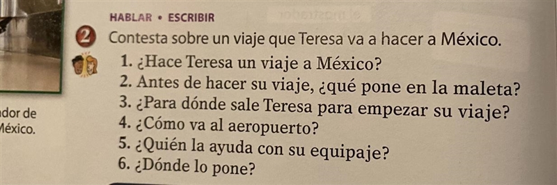 Answer about a trip Teresa is going to make to Mexico.-example-1