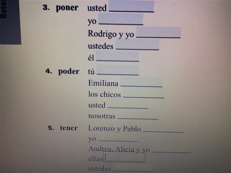 Spanish and need help! “Write the correct form of the following verbs in the preterite-example-1