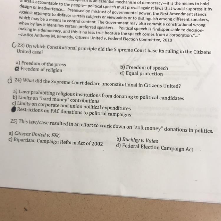 This law/case resulted in an effort to crack down on “soft money” donation in politics-example-1