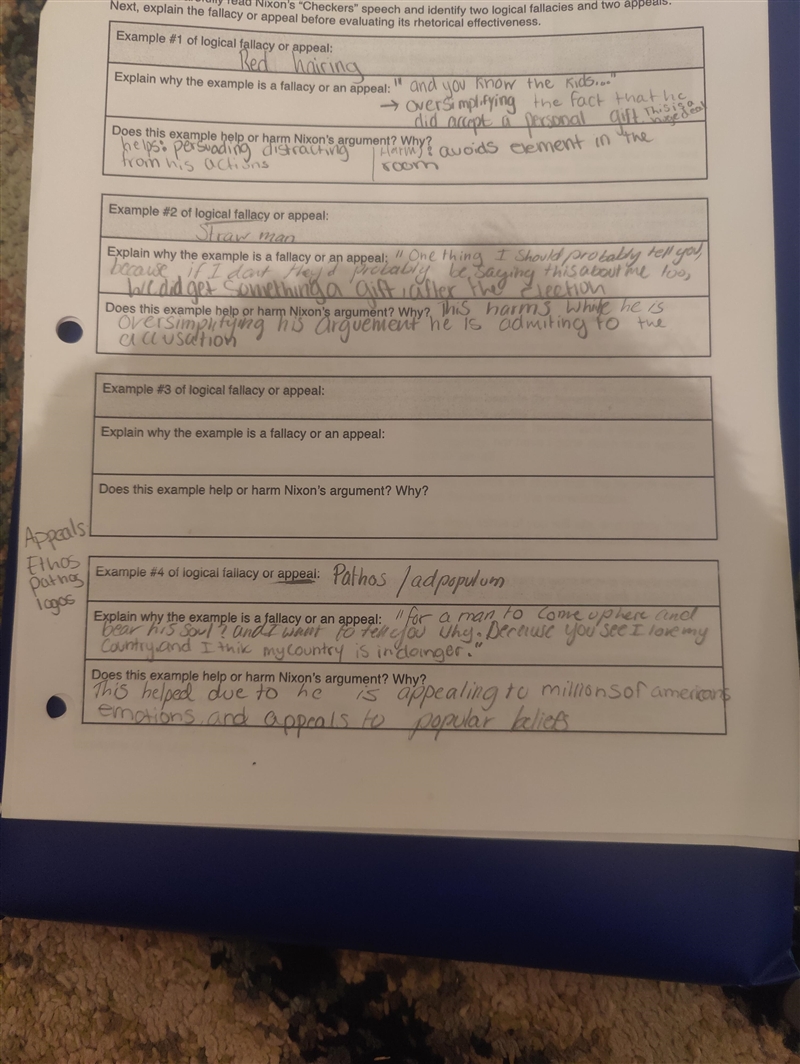 10th grade , planning an essay. Essay on logical fallacies for Richard Nixon's checkers-example-1