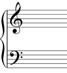 What musical symbols go at the beginning of the grand staff?-example-1