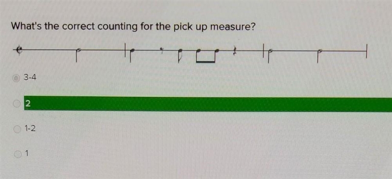 What's the correct counting for the pick up measure? Answer is 2. ​-example-1