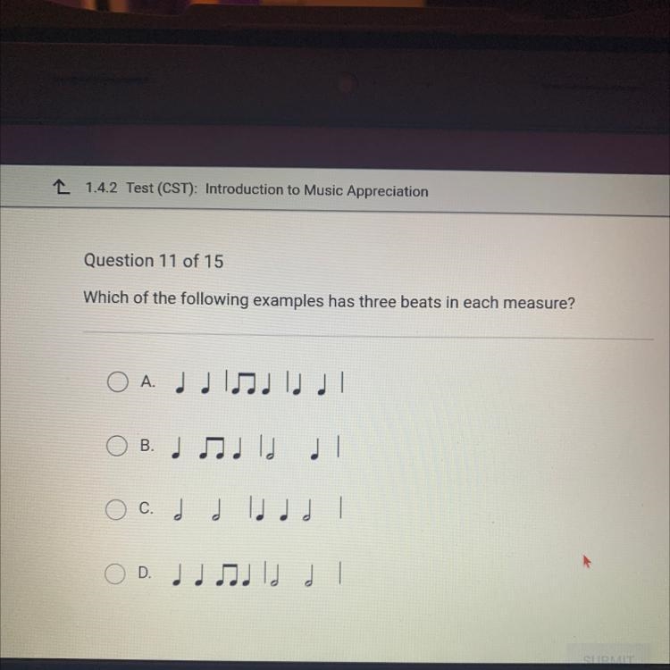 Which of the following examples has three beats in each measure-example-1