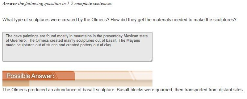 What type of sculptures were created by the Olmecs? How did they get the materials-example-1