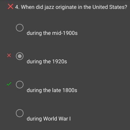 When did jazz originate in the united states? a during the mid-1900s b during the-example-1