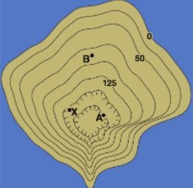 Examine this map to help you respond to the question: What is the most likely elevation-example-1