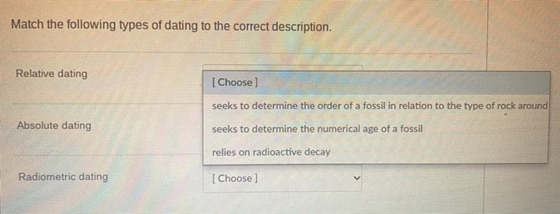 Match the following types of dating to the correct description, please.-example-1