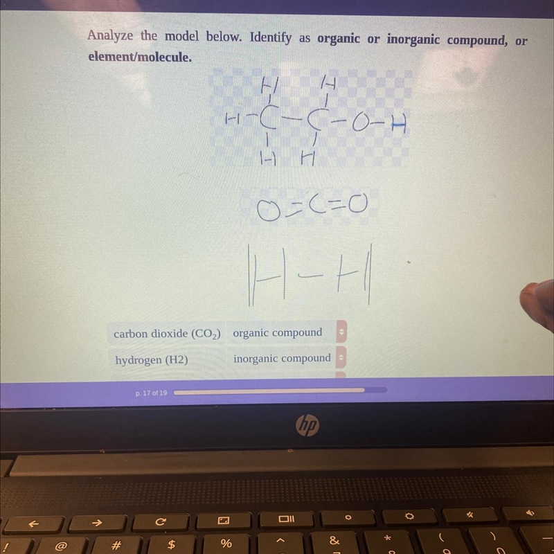 Analyze the model below. Identify as organic or inorganic compound, or element/molecule-example-1