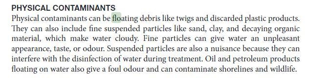 List 5 ways fine suspended particles can affrect water answer must be from the text-example-1