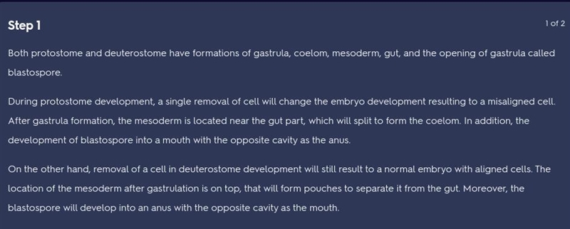 Compare and contrast deuterostome and protosome development-example-1