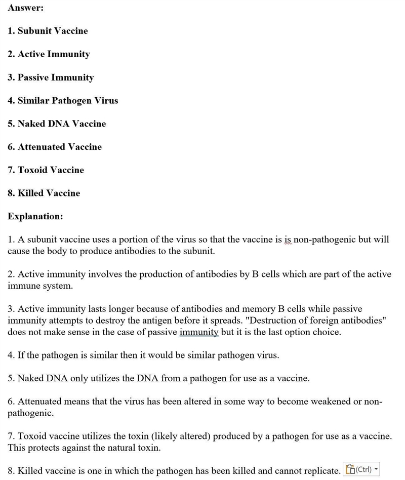 Match the vaccine with the correct description.uses a small portion of the pathogen-example-1