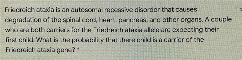 What is the probability that the child of two carriers of the Friedreich ataxia gene-example-1