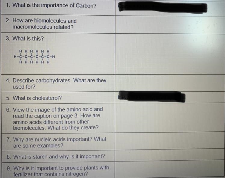 Please please help 1. What is the importance of Carbon? 2. How are biomolecules and-example-1