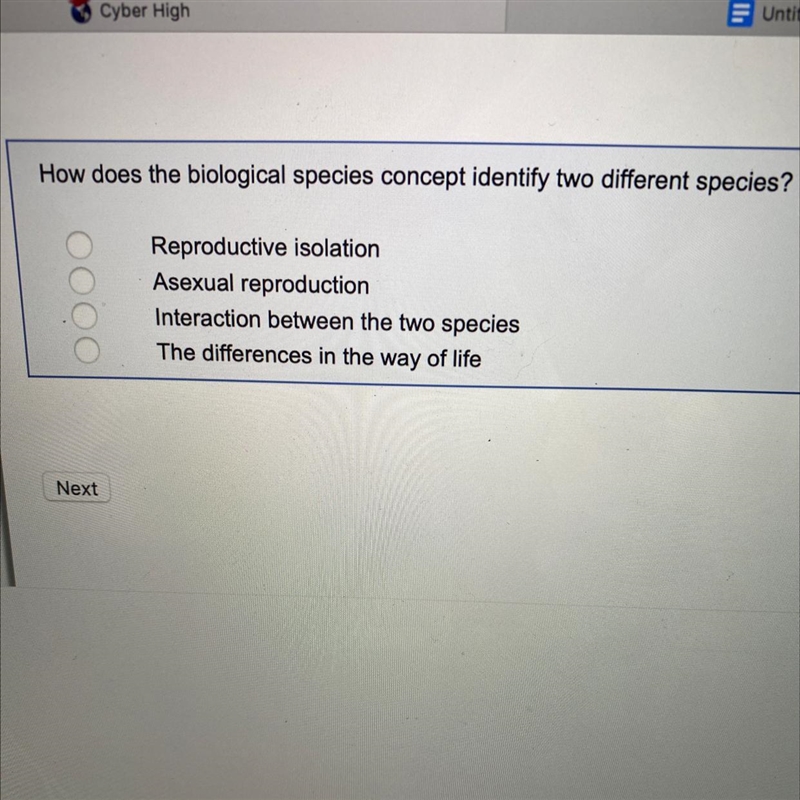 How does the biological species concept identify two different species-example-1