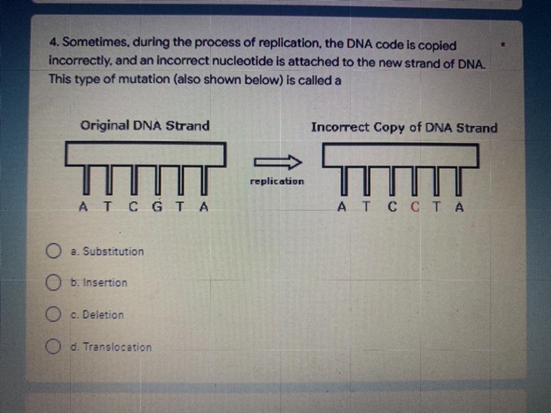 Sometimes, during the process of replication, the DNA code is copied incorrectly, and-example-1