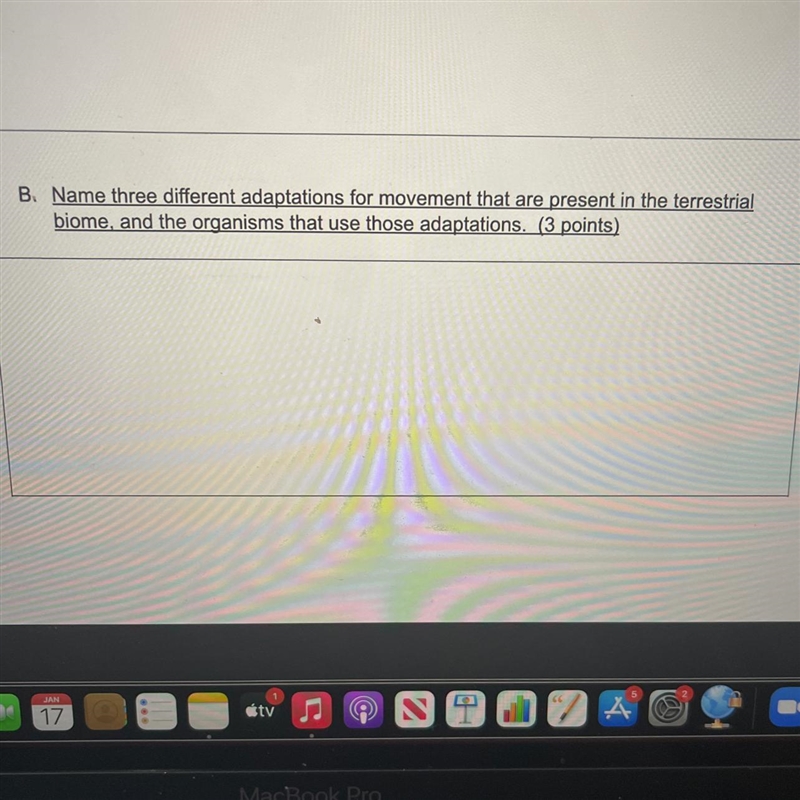 B. Name three different adaptations for movement that are present in the terrestrial-example-1