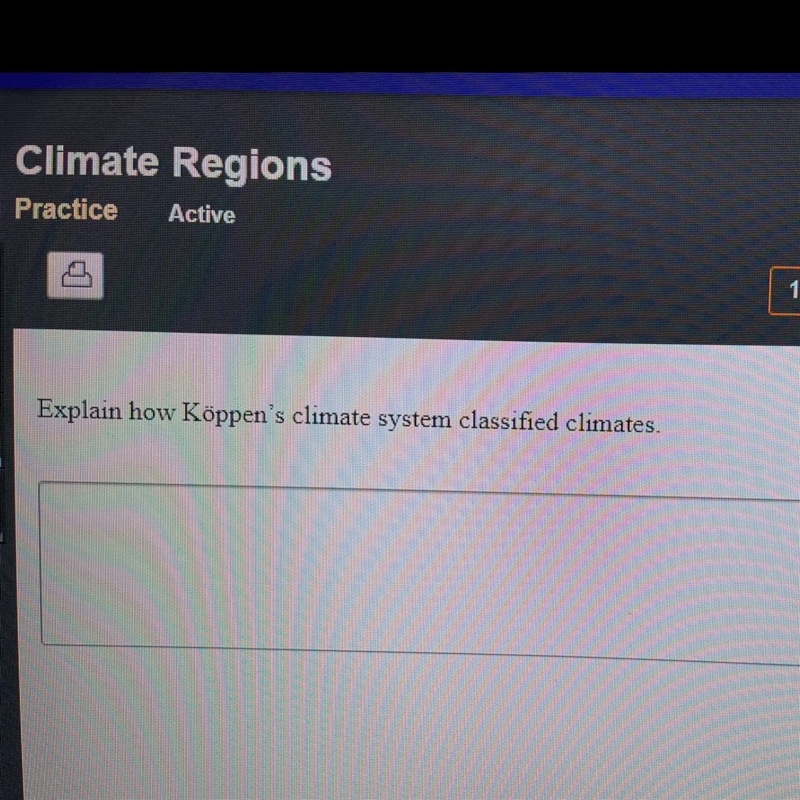 Explain how Koppen’s climate system classified climates. NEED HELP ASAP!-example-1