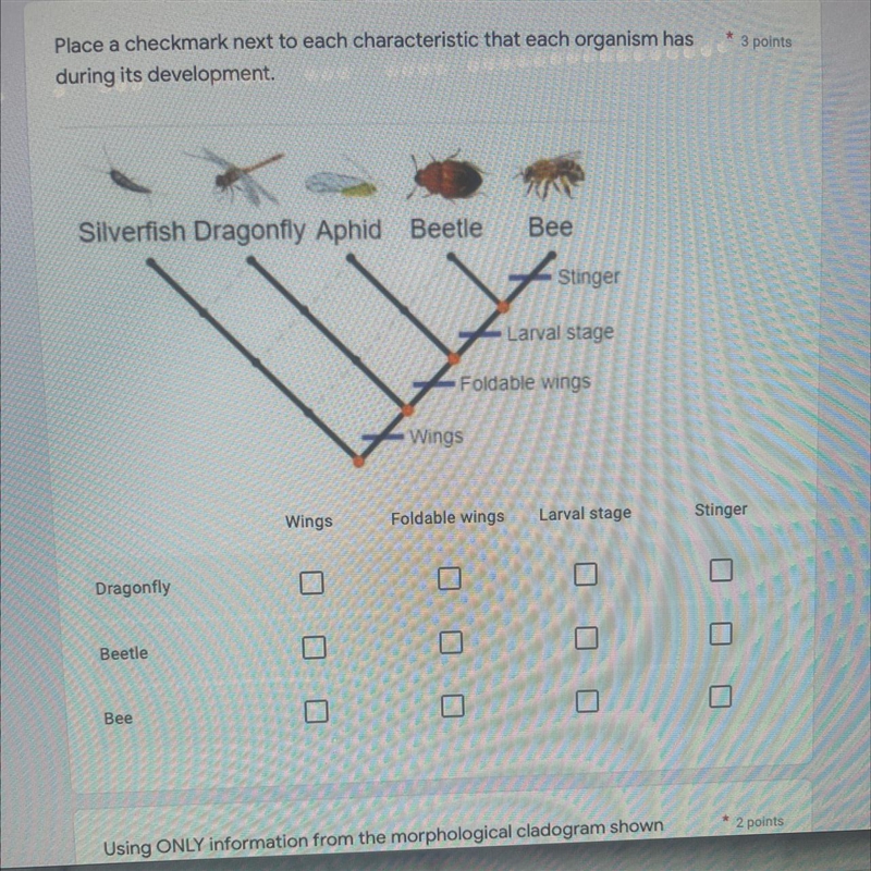 Please help answer this question by at being a checkmark for which organism development-example-1