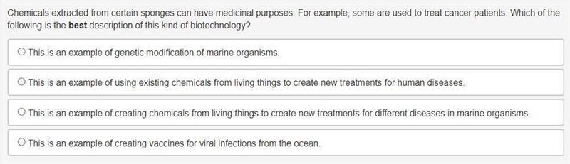 Chemicals extracted from certain sponges can have medicinal purposes. For example-example-1