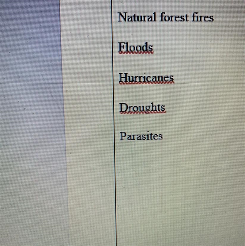 Choose ONE natural cause of deforestation (provided in the picture)Most importantly-example-1