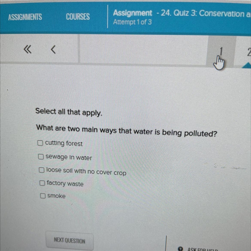 What are two main ways that water is being polluted-example-1