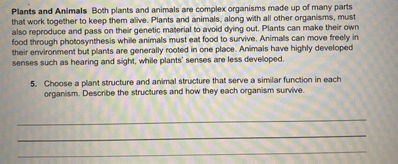 Plss help meee pls :’0 Choose a plant structure and animal structure that serve a-example-1