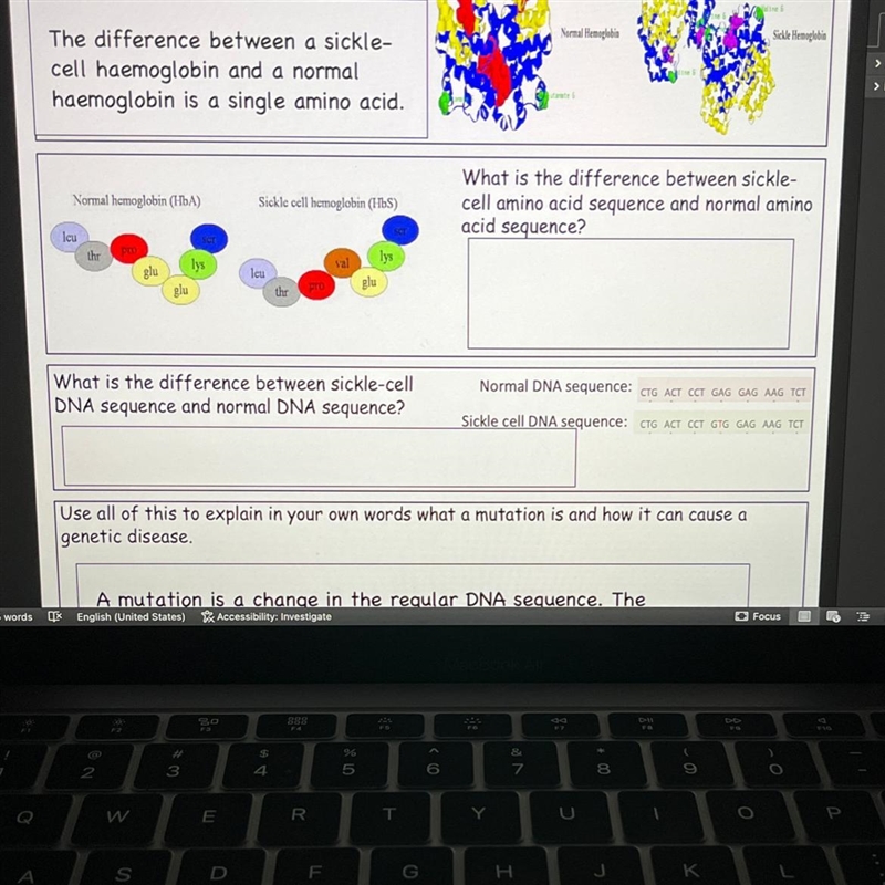 What is the difference between sickle- cell amino acid sequence and normal amino acid-example-1