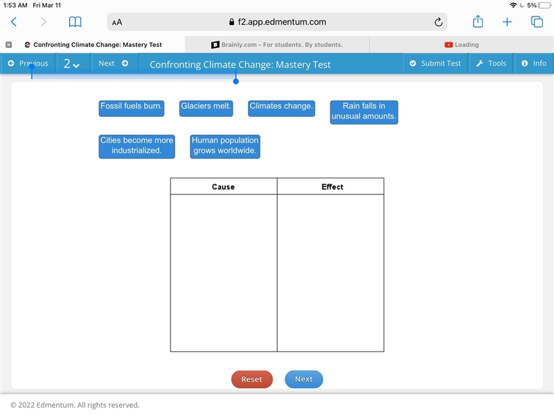 Classify each action as a cause or an effect of climate change.-example-1