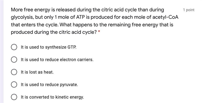 More free energy is released during the citric acid cycle than during glycolisis, but-example-1