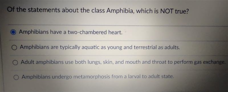 Of the statements about the class Amphibia, Which is not true?-example-1