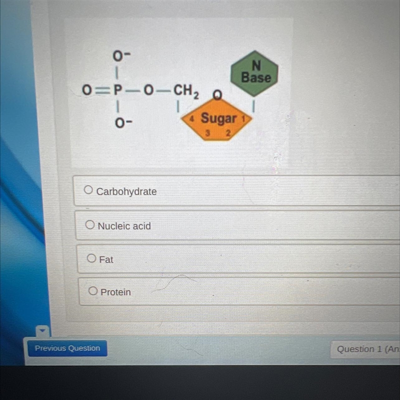 What biological macromolecule is made up of monomers like the one shown below?-example-1