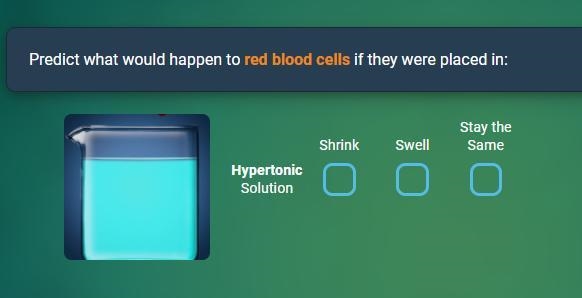 What would happen to a cell in an hypertonic, an isotonic and an hypotonic solution-example-1