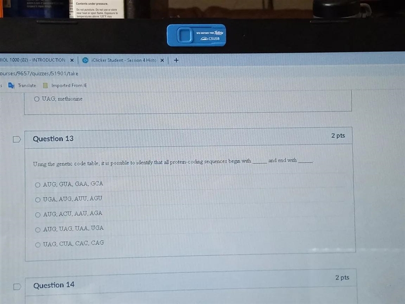 Using the genetic code table, identify that all protein-coding sequences begin with-example-1