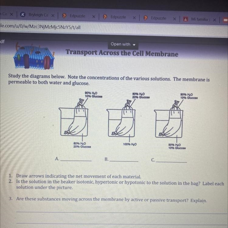 1. Draw arrows indicating the net movement of each material-example-1