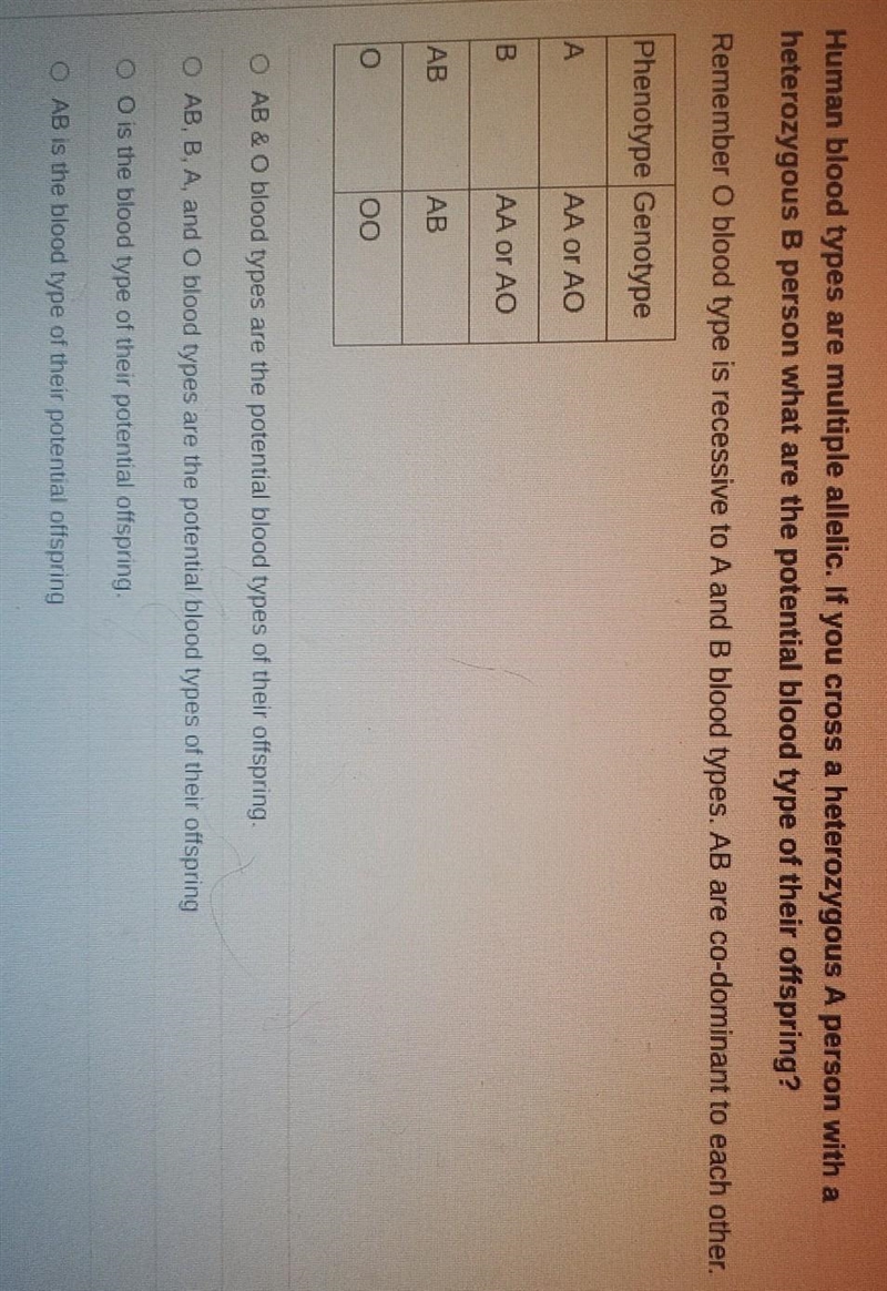 Human blood types are multiple allelic. If you cross a heterozygous A person with-example-1