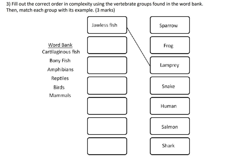 Fill out the chart below on vertebrate groups-example-1