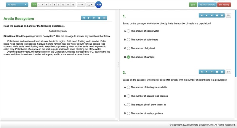 Based on the passage, which factor directly limits the number of seals in a population-example-1