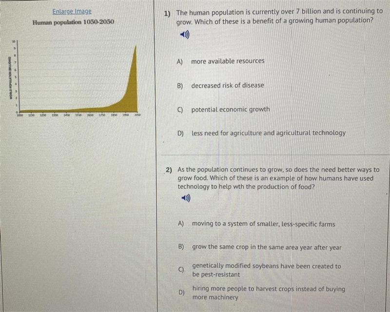 1) The human population is currently over 7 billion and is continuing to grow. Which-example-1